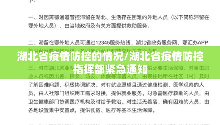 湖北省疫情防控的情况/湖北省疫情防控指挥部紧急通知
