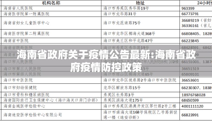 海南省政府关于疫情公告最新:海南省政府疫情防控政策