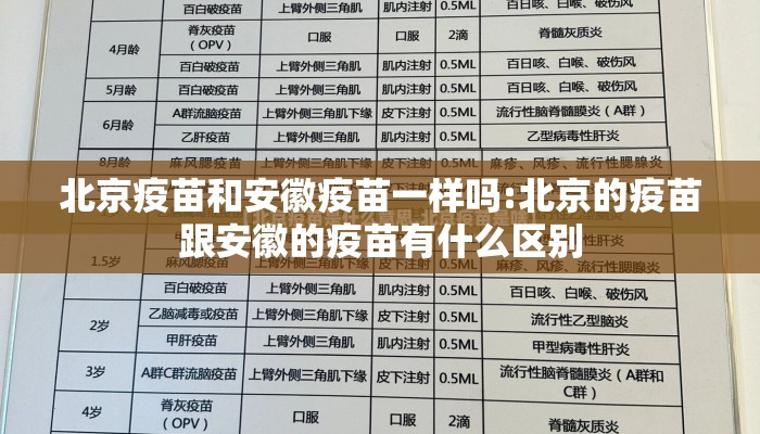 北京疫苗和安徽疫苗一样吗:北京的疫苗跟安徽的疫苗有什么区别
