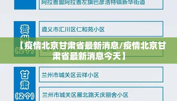 【疫情北京甘肃省最新消息/疫情北京甘肃省最新消息今天】