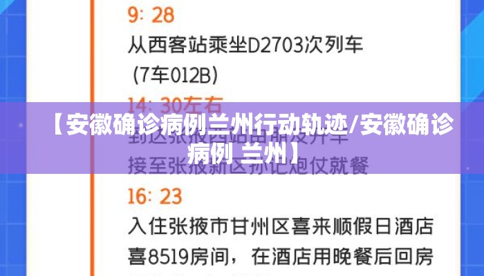 【安徽确诊病例兰州行动轨迹/安徽确诊病例 兰州】