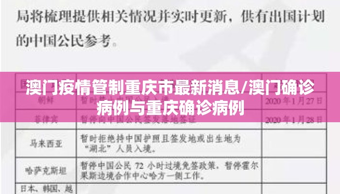 澳门疫情管制重庆市最新消息/澳门确诊病例与重庆确诊病例