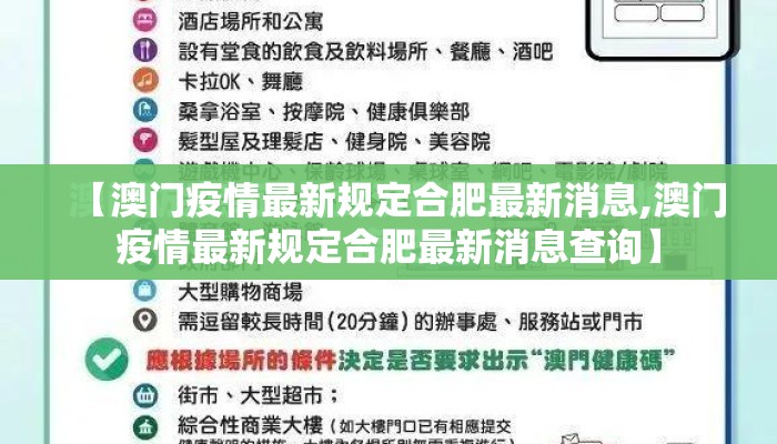 【澳门疫情最新规定合肥最新消息,澳门疫情最新规定合肥最新消息查询】