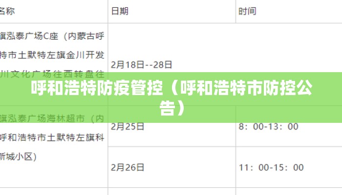 呼和浩特防疫管控（呼和浩特市防控公告）