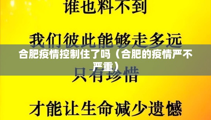 合肥疫情控制住了吗（合肥的疫情严不严重）