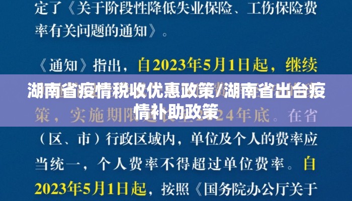 湖南省疫情税收优惠政策/湖南省出台疫情补助政策