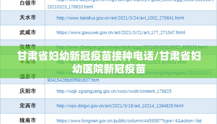 甘肃省妇幼新冠疫苗接种电话/甘肃省妇幼医院新冠疫苗 甘肃省妇幼新冠疫苗接种电话/甘肃省妇幼医院新冠疫苗