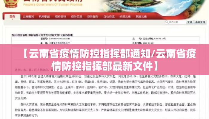 【云南省疫情防控指挥部通知/云南省疫情防控指挥部最新文件】 【云南省疫情防控指挥部通知/云南省疫情防控指挥部最新文件】