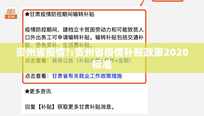 贵州省疫情?:贵州省疫情补贴政策2020标准