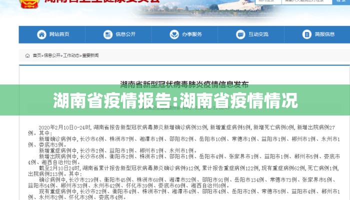 湖南省疫情报告:湖南省疫情情况 湖南省疫情报告:湖南省疫情情况