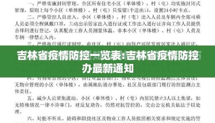 吉林省疫情防控一览表:吉林省疫情防控办最新通知 吉林省疫情防控一览表:吉林省疫情防控办最新通知