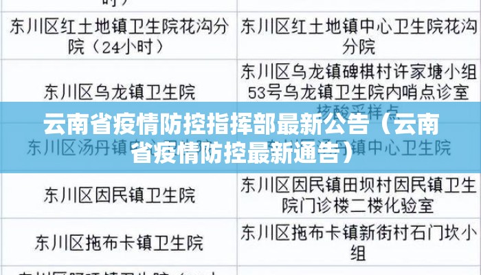 云南省疫情防控指挥部最新公告(云南省疫情防控最新通告) 云南省疫情防控指挥部最新公告(云南省疫情防控最新通告)