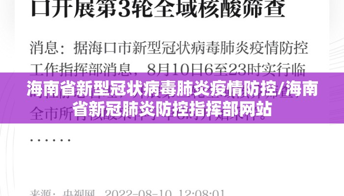 海南省新型冠状病毒肺炎疫情防控/海南省新冠肺炎防控指挥部网站