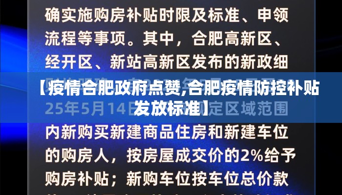 【疫情合肥政府点赞,合肥疫情防控补贴发放标准】