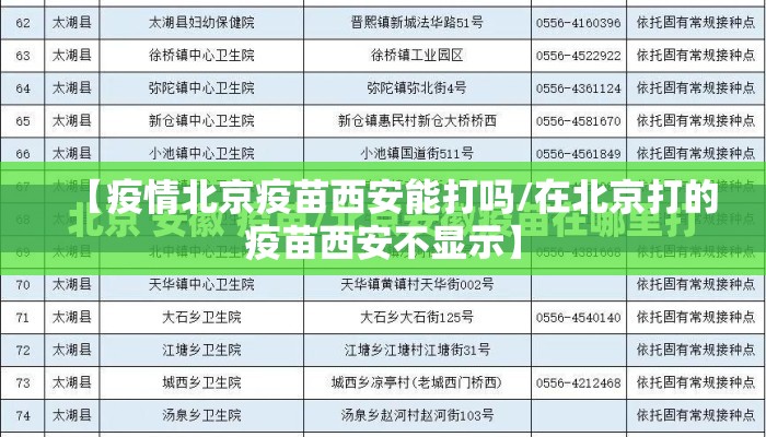 【疫情北京疫苗西安能打吗/在北京打的疫苗西安不显示】