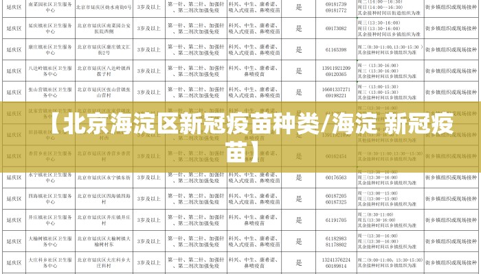 【北京海淀区新冠疫苗种类/海淀 新冠疫苗】