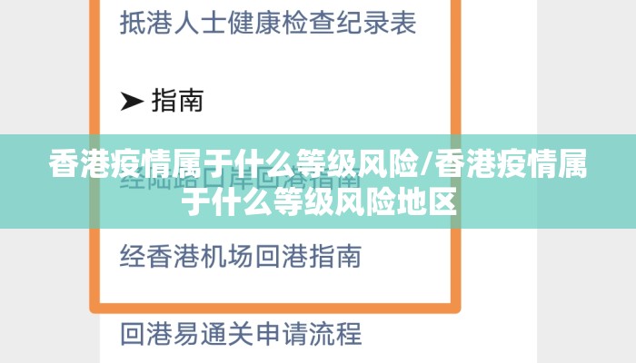 香港疫情属于什么等级风险/香港疫情属于什么等级风险地区