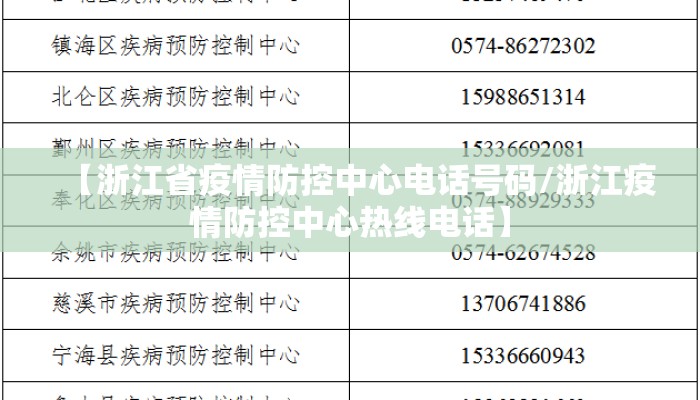 【浙江省疫情防控中心电话号码/浙江疫情防控中心热线电话】