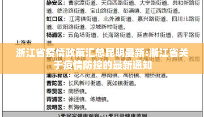 浙江省疫情政策汇总昆明最新:浙江省关于疫情防控的最新通知