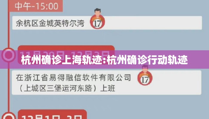 杭州确诊上海轨迹:杭州确诊行动轨迹