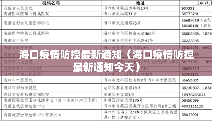 海口疫情防控最新通知（海口疫情防控最新通知今天）