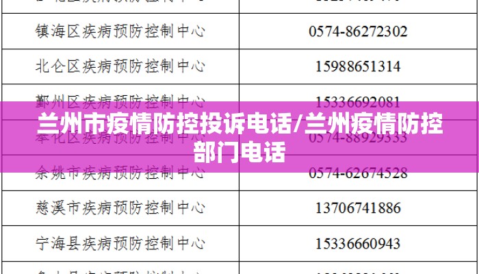 兰州市疫情防控投诉电话/兰州疫情防控部门电话