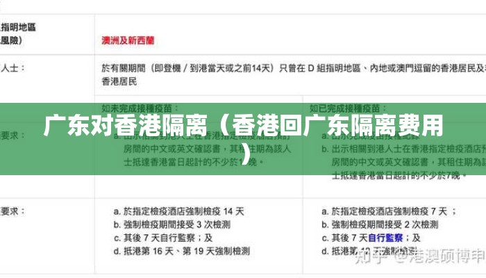 广东对香港隔离（香港回广东隔离费用）
