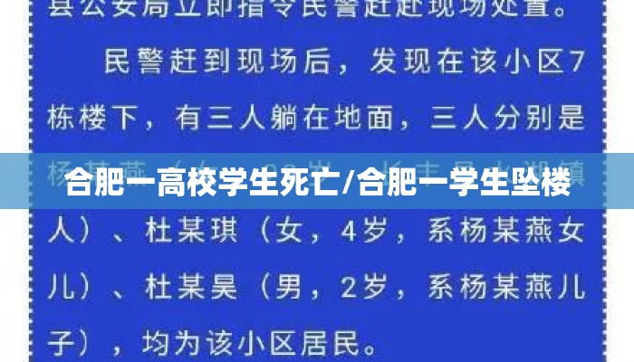 合肥一高校学生死亡/合肥一学生坠楼 合肥一高校学生死亡/合肥一学生坠楼