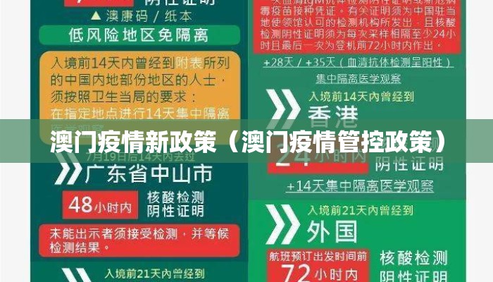 澳门疫情新政策(澳门疫情管控政策) 澳门疫情新政策(澳门疫情管控政策)