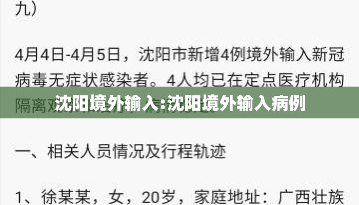 沈阳境外输入:沈阳境外输入病例 沈阳境外输入:沈阳境外输入病例