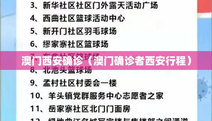 澳门西安确诊（澳门确诊者西安行程）